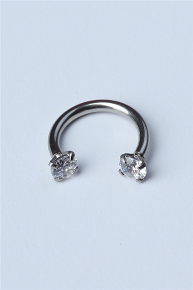 Taşlı Yarımay Silver Piercing 