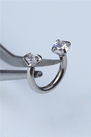 Taşlı Yarımay Silver Piercing 