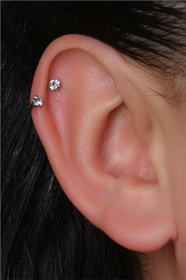 Taşlı Yarımay Silver Piercing 