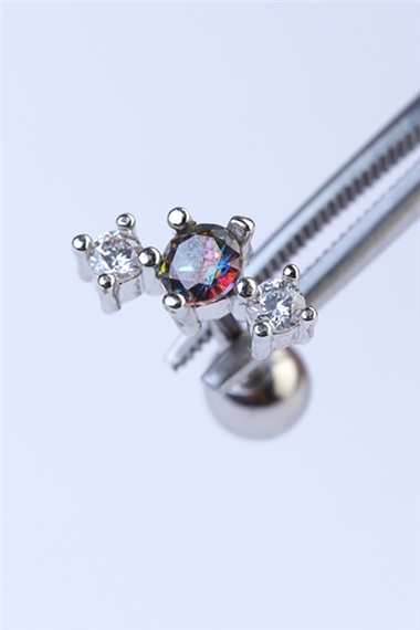 Tek Mor Taş Silver Piercing