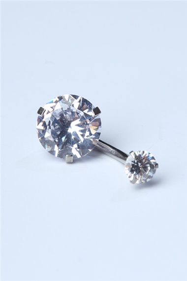 Tek Taş Büyük Boy Göbek Silver Piercing