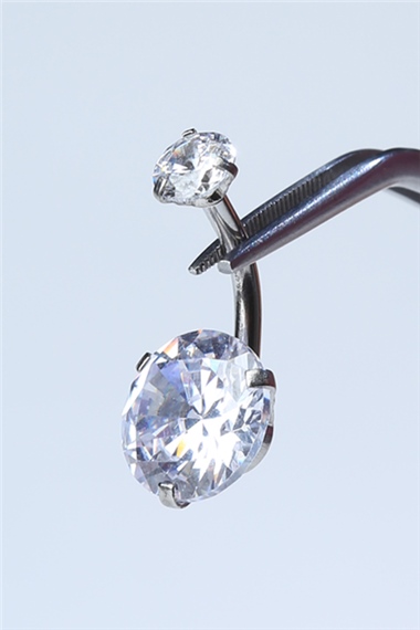 Tek Taş Büyük Boy Göbek Silver Piercing