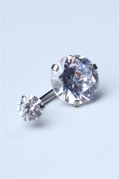 Tek Taş Büyük Boy Göbek Silver Piercing