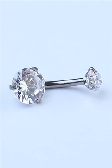 Tek Taş Küçük Boy Göbek Silver Piercing