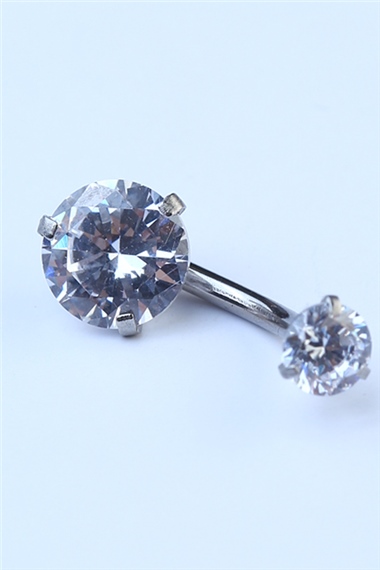 Tek Taş Küçük Boy Göbek Silver Piercing