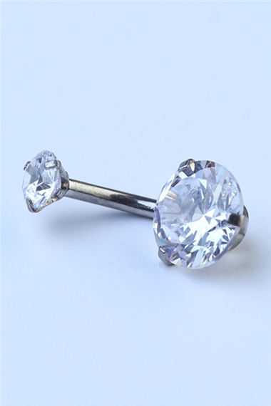 Tek Taş Orta Boy Göbek Silver Piercing