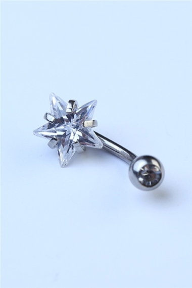 Topu Taşlı Yıldız Göbek Silver Piercing