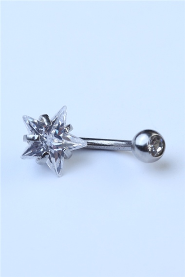 Topu Taşlı Yıldız Göbek Silver Piercing