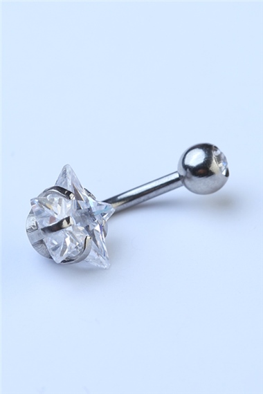 Topu Taşlı Yıldız Göbek Silver Piercing