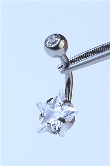Topu Taşlı Yıldız Göbek Silver Piercing