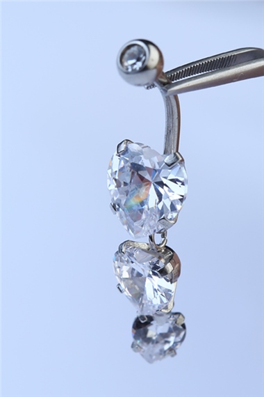 Üç Kalp Sallantı Göbek Silver Piercing