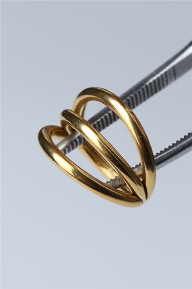 Üç Sıra Gizli Kilit Halka Gold Piercing