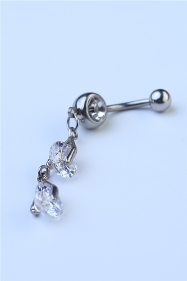 Üç Taş Sallantı Göbek Silver Piercing