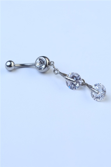 Üç Taş Sallantı Göbek Silver Piercing