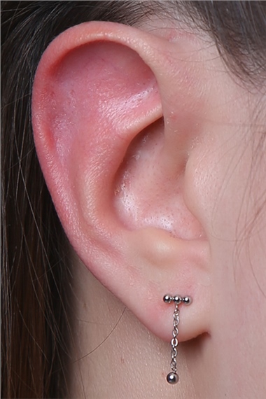 Üç Top Sallantı Silver Piercing