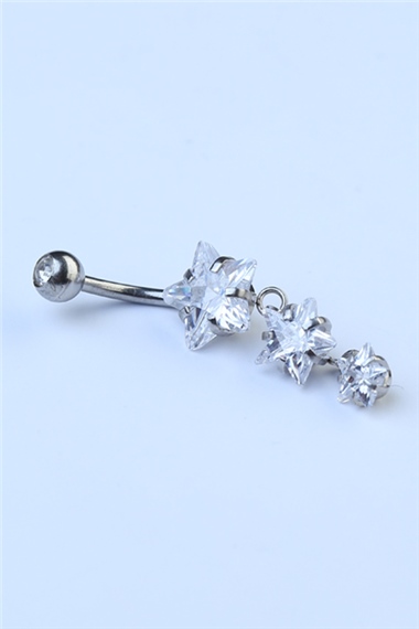 Üç Yıldız Sallantı Göbek Silver Piercing