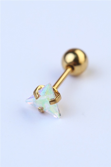 Üçgen Taş Hologram Gold Piercing