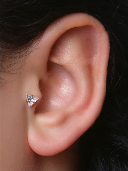 Üçgen Taş Labret Büyük Boy Gold Piercing
