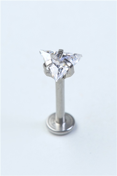 Üçgen Taş Labret Büyük Boy Silver Piercing