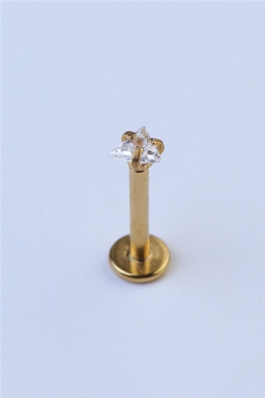 Üçgen Taş Labret Küçük Boy Gold Piercing