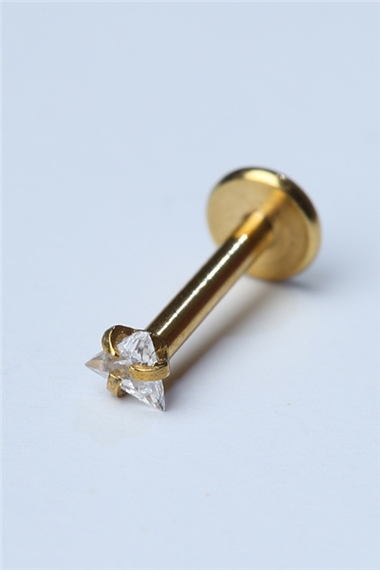 Üçgen Taş Labret Mini Boy Gold Piercing