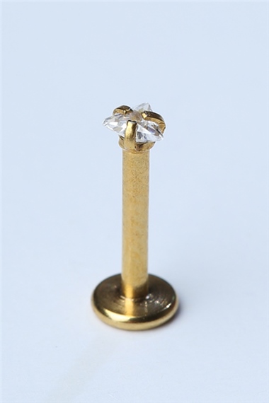 Üçgen Taş Labret Mini Boy Gold Piercing