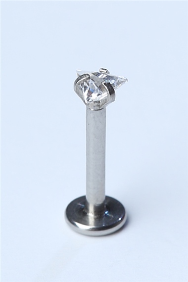 Üçgen Taş Labret Küçük Boy Silver Piercing