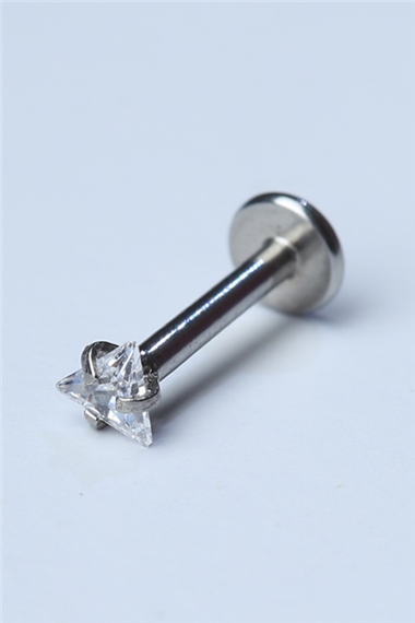 Üçgen Taş Labret Küçük Boy Silver Piercing