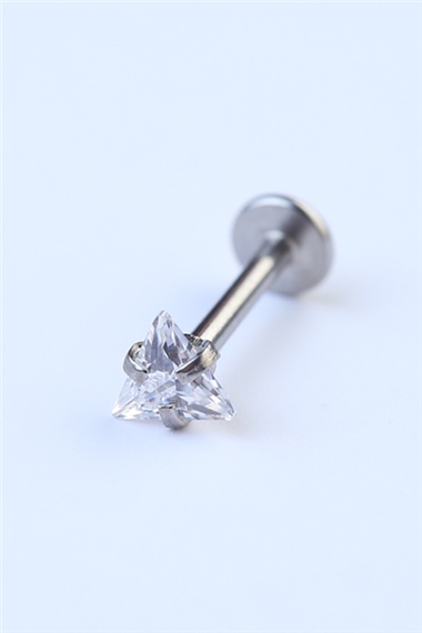 Üçgen Taş Labret Orta Boy Silver Piercing