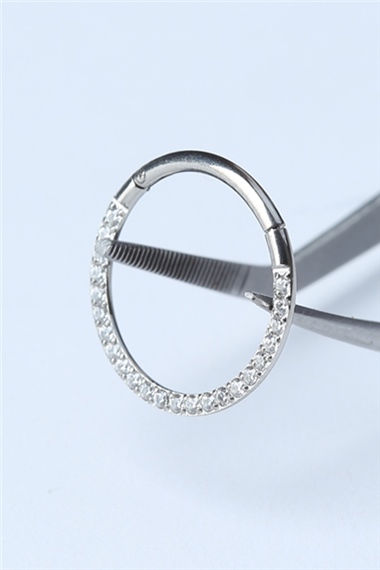 Yanı Taşlı Gizli Kilit Büyük Boy Halka Silver Piercing