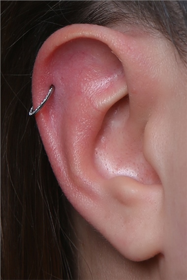 Yanı Taşlı Gizli Kilit Halka Küçük Boy Silver Piercing