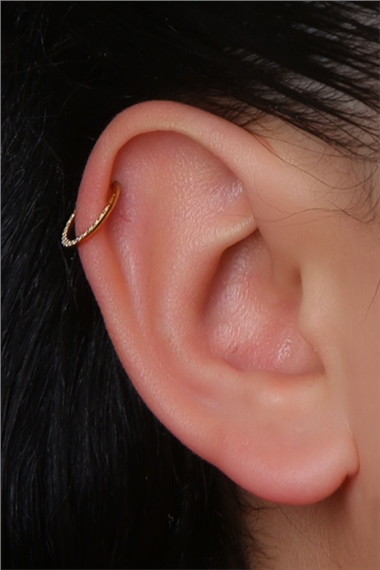 Yanı Taşlı Gizli Kilit Orta Boy Halka Gold Piercing