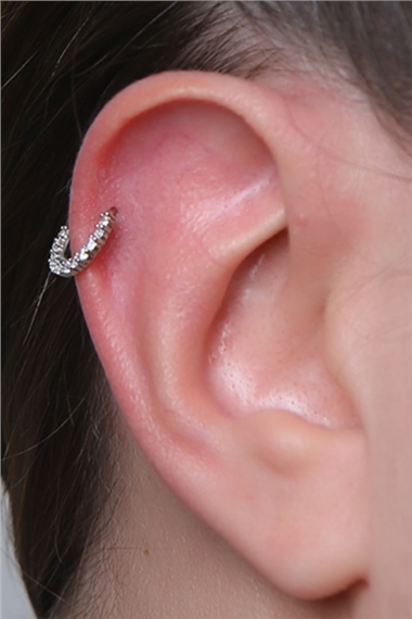 Yelpaze Sıkıştırmalı Halka Silver Piercing