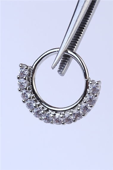 Yelpaze Sıkıştırmalı Halka Silver Piercing