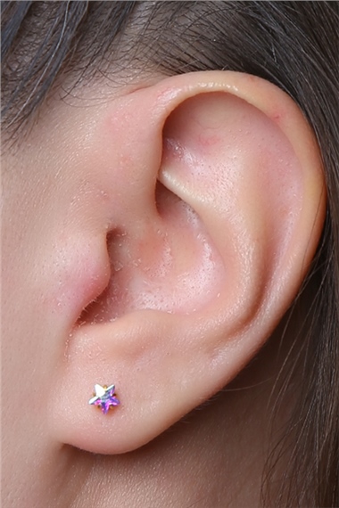 Yıldız Taş Hologram Büyük Boy Gold Piercing