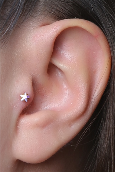 Yıldız Taş Hologram Orta Boy Gold Piercing