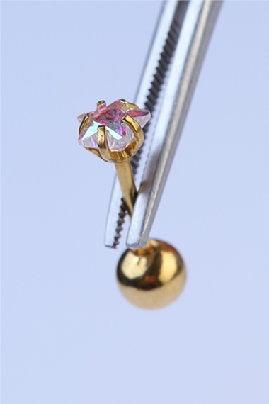 Yıldız Taş Hologram Orta Boy Gold Piercing