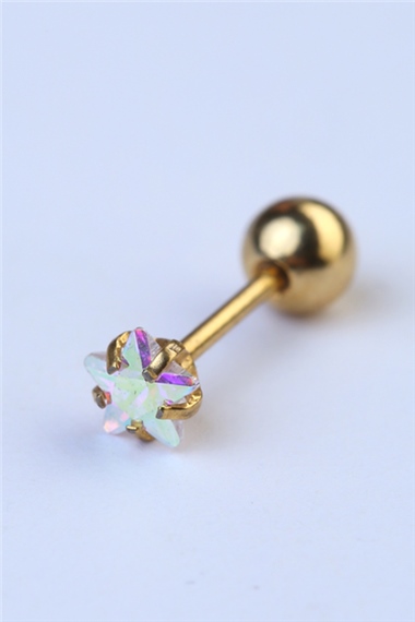 Yıldız Taş Hologram Orta Boy Gold Piercing