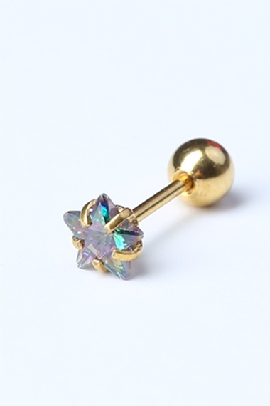 Yıldız Taş Koyu Hologram Gold Piercing