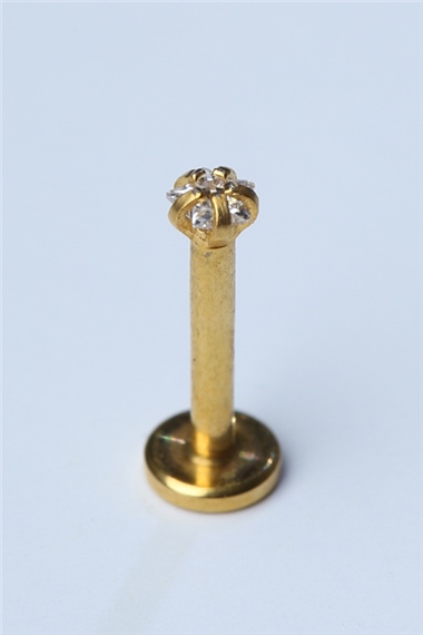 Yıldız Taş Labret Mini Boy Gold Piercing 