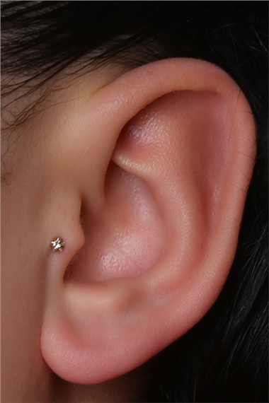 Yıldız Taş Labret Mini Boy Gold Piercing 