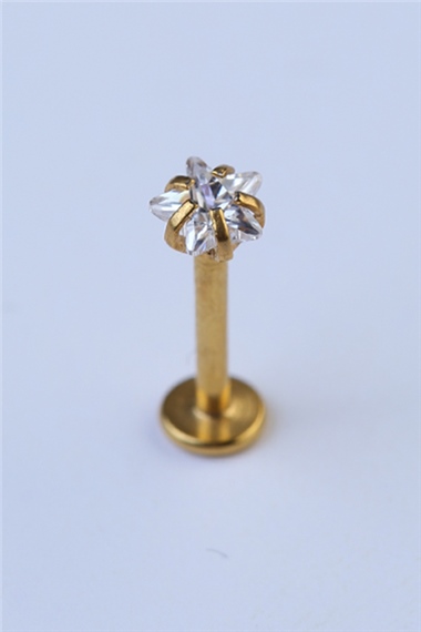 Yıldız Taş Labret Orta Boy Gold Piercing
