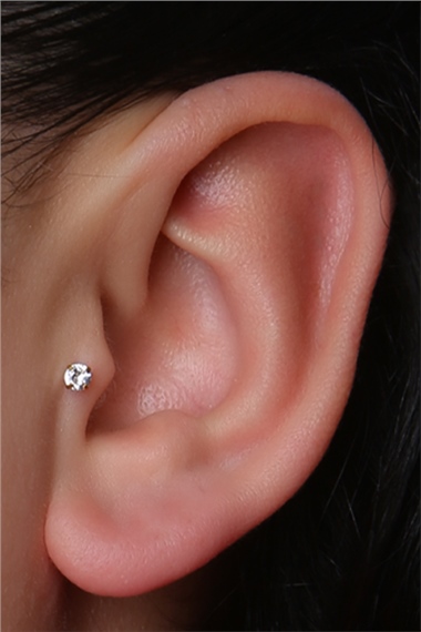 Yuvarlak Taş Labret Küçük Boy Gold Piercing 