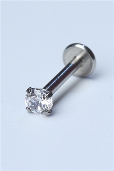 Yuvarlak Taş Labret Küçük Boy Silver Piercing 