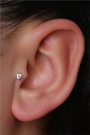 Yuvarlak Taş Labret Küçük Boy Silver Piercing 