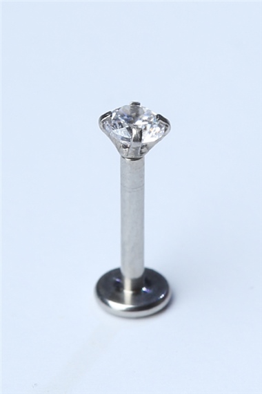 Yuvarlak Taş Labret Küçük Boy Silver Piercing 