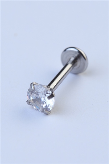 Yuvarlak Taş Labret Orta Boy Silver Piercing