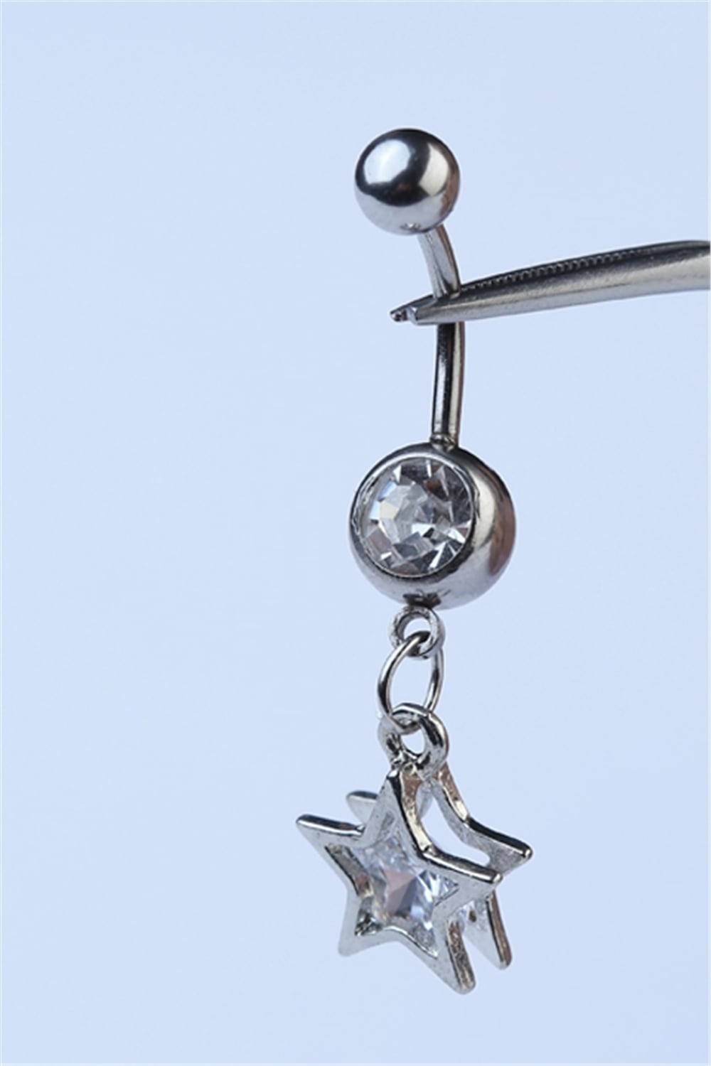 3D Sallantı Yıldız Göbek Silver Piercing
