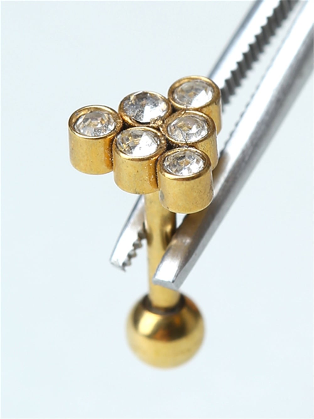 Altı Taşlı Piramit Gold Piercing