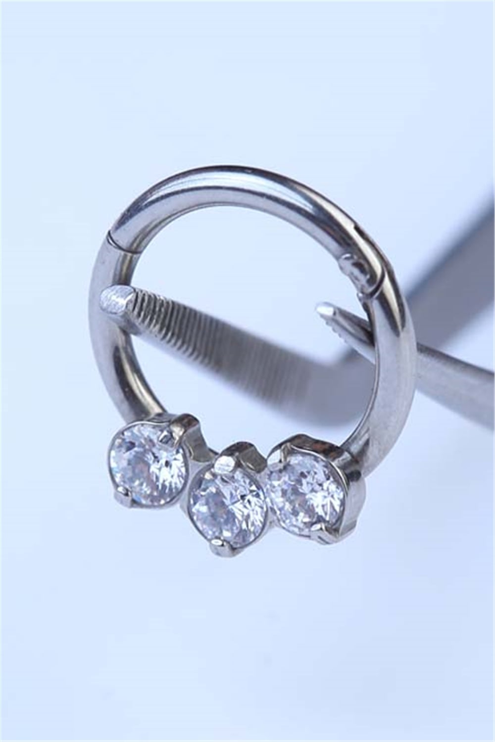 Badem Taş Gizli Kilit Halka Silver Piercing